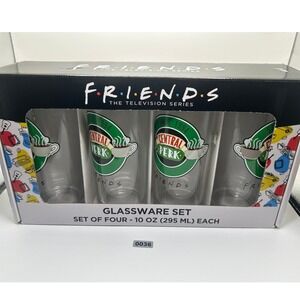 Friends The Television Series Glassware Set Central Perk 10oz Set of 4 New #36
